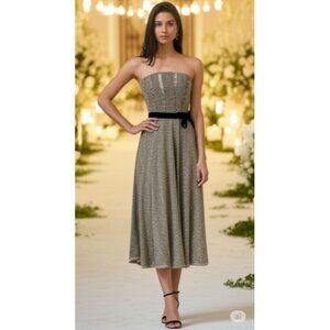 Free People Strapless Metallic Knit Goho Whimsy Dress S Lurex & Wool Blend